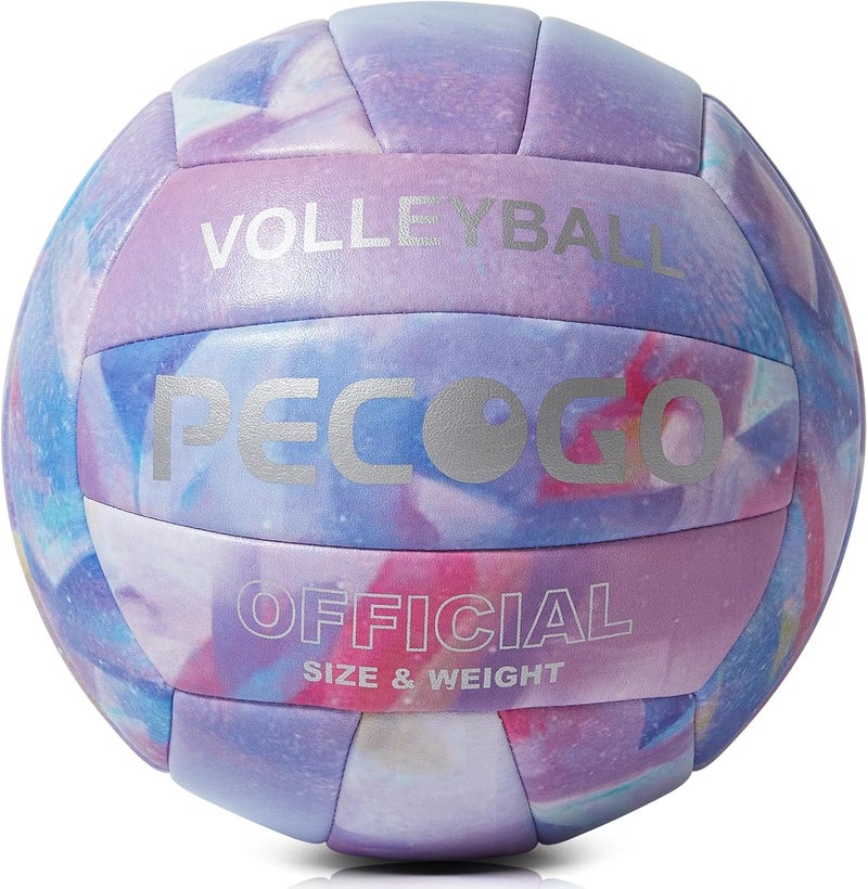 PECOGO Volleyball Size 5 PU Leather Soft Indoor Outdoor Volleyballs Sports Training Game Play Ball for Beginner, Teenager, Adult, 8.2 - Image 1